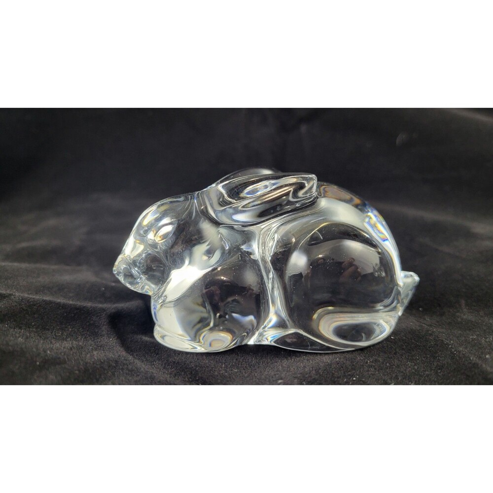 Baccarat Crystal Crouching Bunny Rabbit Figurine Signed 4inch